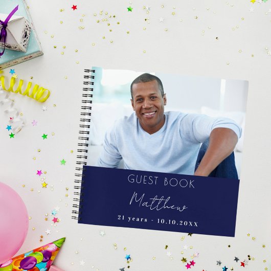 Gästebuch Custom Foto navy Bluebage Notizblock