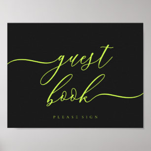 Gästebuch Cyber Lime Jet Black Einfache Unterschri