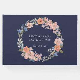 Gästebuch der Marine und des Peach Floral Wreath