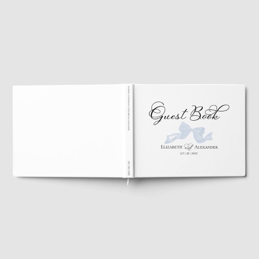 Gästebuch | Dusty Blue Bow Calligraphy (Voll)