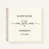 Gästebuch Elfenbein mr mrs Herz-Drehbuch Hochzeit Notizblock (Vorderseite)