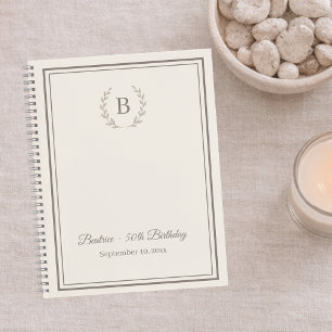 Gästebuch elfenbein taupe Monogramm Geburtstag Notizblock