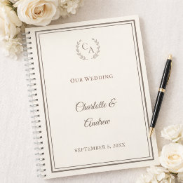 Gästebuch elfenbein taupe monogrammierte Hochzeit Notizblock