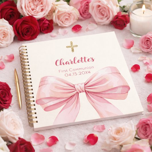 Gästebuch Erste Kommune Rosa Bug Creme Notizblock