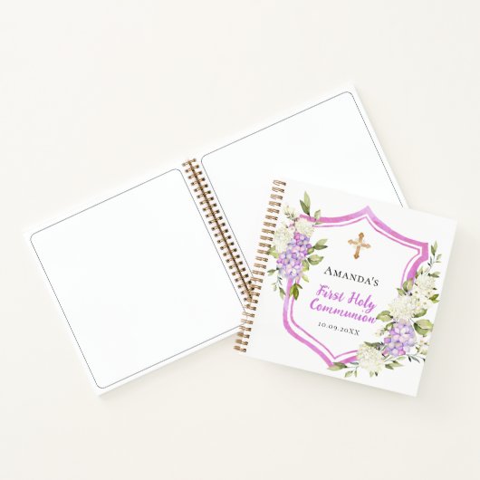 Gästebuch Erste Kommunion Wappen rosa Blume Notizblock (Innenseite)