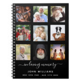 Gästebuch Foto Collage Black Memorial Beerdigung Notizblock (Vorderseite)