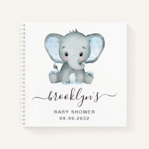 Gästebuch für Baby-Party   Blauer Elefant Notizblock