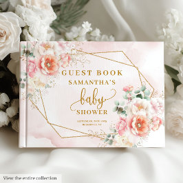 Gästebuch für Babydusche Rosa und Gold