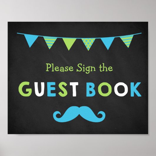Gästebuch für blaue und grüne Mustache (Vorne)