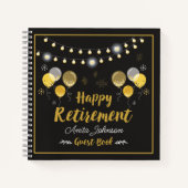 Gästebuch für das Black and Gold Retirement Party Notizblock (Vorderseite)