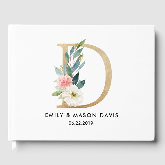 Gästebuch für Hochzeiten mit Monogram, floral, rus (Vorderseite)