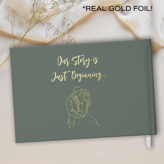 Gästebuch für Hochzeitssagen Grün und Gold Foil