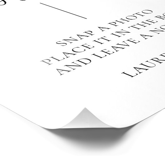 Gästebuch für Minimalistisches Foto in Schwarz und (Ecke)