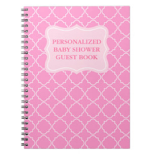 Gästebuch für personalisierte Babydusche   Rosa  Notizblock