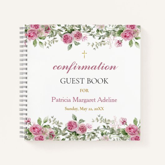 Gästebuch für Rosa und Gold Floral Notizblock (Vorderseite)