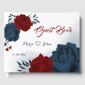 Gästebuch für wunderschöne Blume in Blau und Rot (Vorderseite)