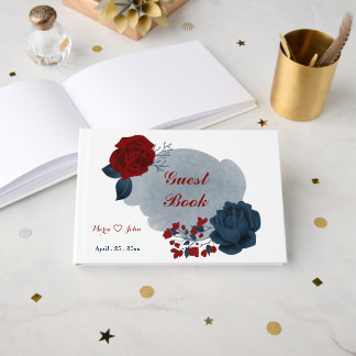 Gästebuch für wunderschöne Blume in Blau und Rot