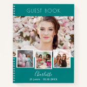 Gästebuch Geburtda Tee grün Fotocollage Notizblock (Vorderseite)