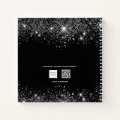 Gästebuch Geburtsname schwarz silber Glitzer Notizblock (Rückseite)