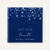Gästebuch Geburtstag blauer Konfetti Notizblock (Vorderseite)