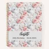 Gästebuch Geburtstag Blume rosa weiße Namen Notizblock (Vorderseite)
