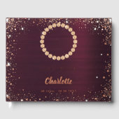 Gästebuch Geburtstag burgundy Foto Diamonds (Vorderseite)