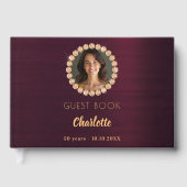 Gästebuch Geburtstag burgundy Foto Diamonds (Vorderseite)