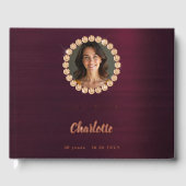 Gästebuch Geburtstag burgundy Foto Diamonds (Vorderseite)