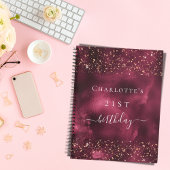 Gästebuch Geburtstag burgundy Rose Gold Notizblock