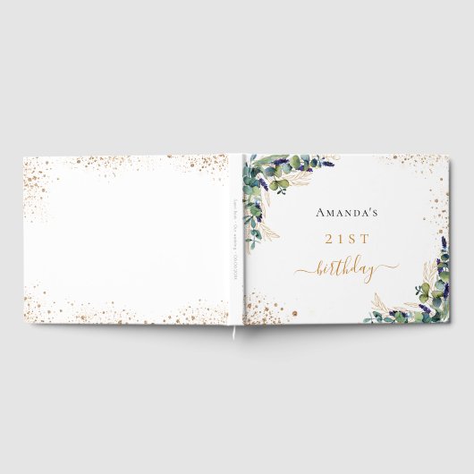 Gästebuch Geburtstag Eukalyptus Grüne (Voll)