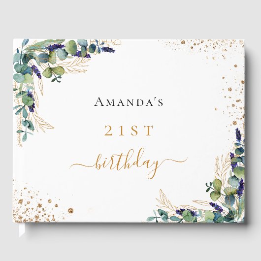 Gästebuch Geburtstag Eukalyptus Grüne (Vorderseite)