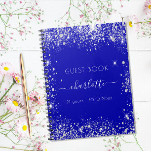 Gästebuch Geburtstag königsblau silber Glitzer Notizblock