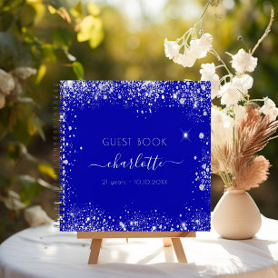 Gästebuch Geburtstag königsblau silber Glitzer Notizblock