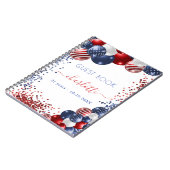 Gästebuch Geburtstag patriotische rote blaue Flagg Notizblock (Linke Seite)