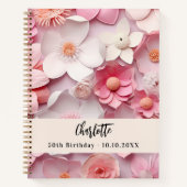 Gästebuch Geburtstag Rosa weiße Flora Name Notizblock (Vorderseite)