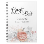 Gästebuch Geburtstag Rose Gold Floralsilber Notizblock (Vorderseite)