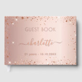 Gästebuch Geburtstag Rose Gold Glitzer (Vorderseite)
