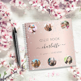 Gästebuch Geburtstag Rose Gold Silber Glitzer Foto Notizblock