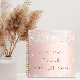 Gästebuch Geburtstag Rose Gold Silber Glitzer Name Notizblock
