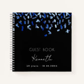 Gästebuch Geburtstag schwarz blauer Konfetti Notizblock (Vorderseite)