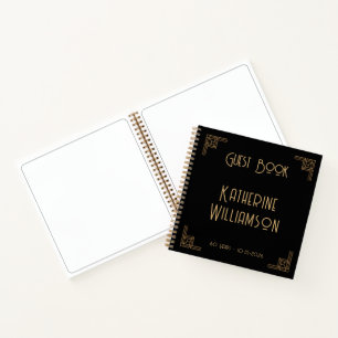 Gästebuch Geburtstag Schwarz Gold Art Deco Notizblock