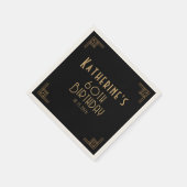 Gästebuch Geburtstag Schwarz Gold Art Deco Serviette (Ecke)