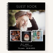 Gästebuch Geburtstag Schwarz-weißes Foto Collage Notizblock (Vorderseite)