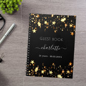 Gästebuch Geburtstag schwarze goldene Sterne Name Notizblock