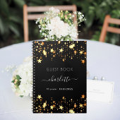 Gästebuch Geburtstag schwarze goldene Sterne Name Notizblock