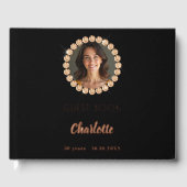 Gästebuch Geburtstag schwarze Rose Gold Foto Diama (Vorderseite)