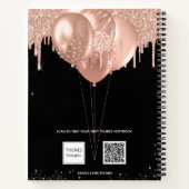 Gästebuch Geburtstag schwarze Rose Goldballons Notizblock (Rückseite)