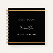 Gästebuch Geburtstag schwarzen Gold minimalistisch Notizblock (Vorderseite)