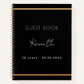 Gästebuch Geburtstag schwarzen Gold minimalistisch Notizblock (Vorderseite)