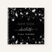 Gästebuch Geburtstag schwarzen Sternen Name Notizblock (Vorderseite)